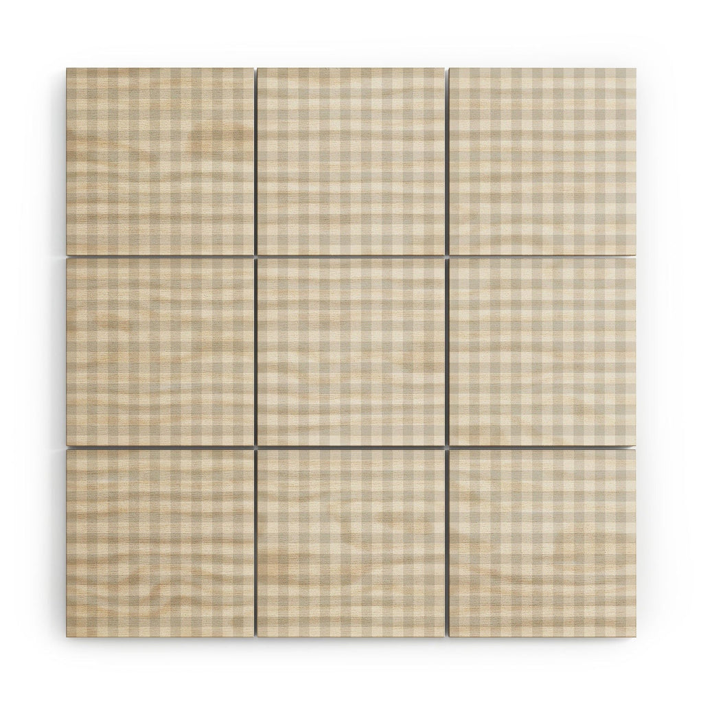 Colour Poems Gingham Plaid Pattern Cloud White Wood Wall Mural