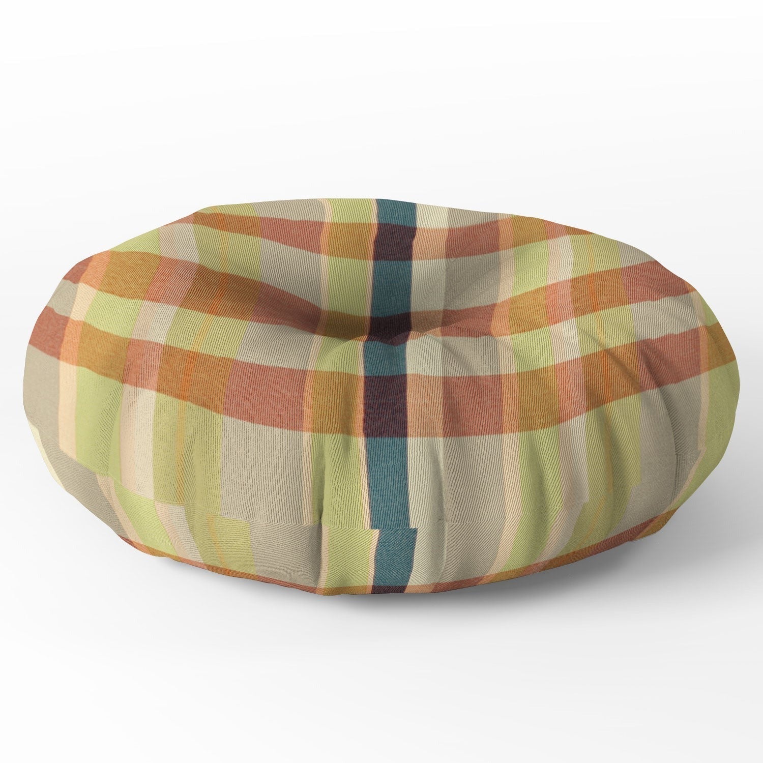 Marta Barragan Camarasa Retro Picnic Plaid Warm Tones Floor Pillow Round