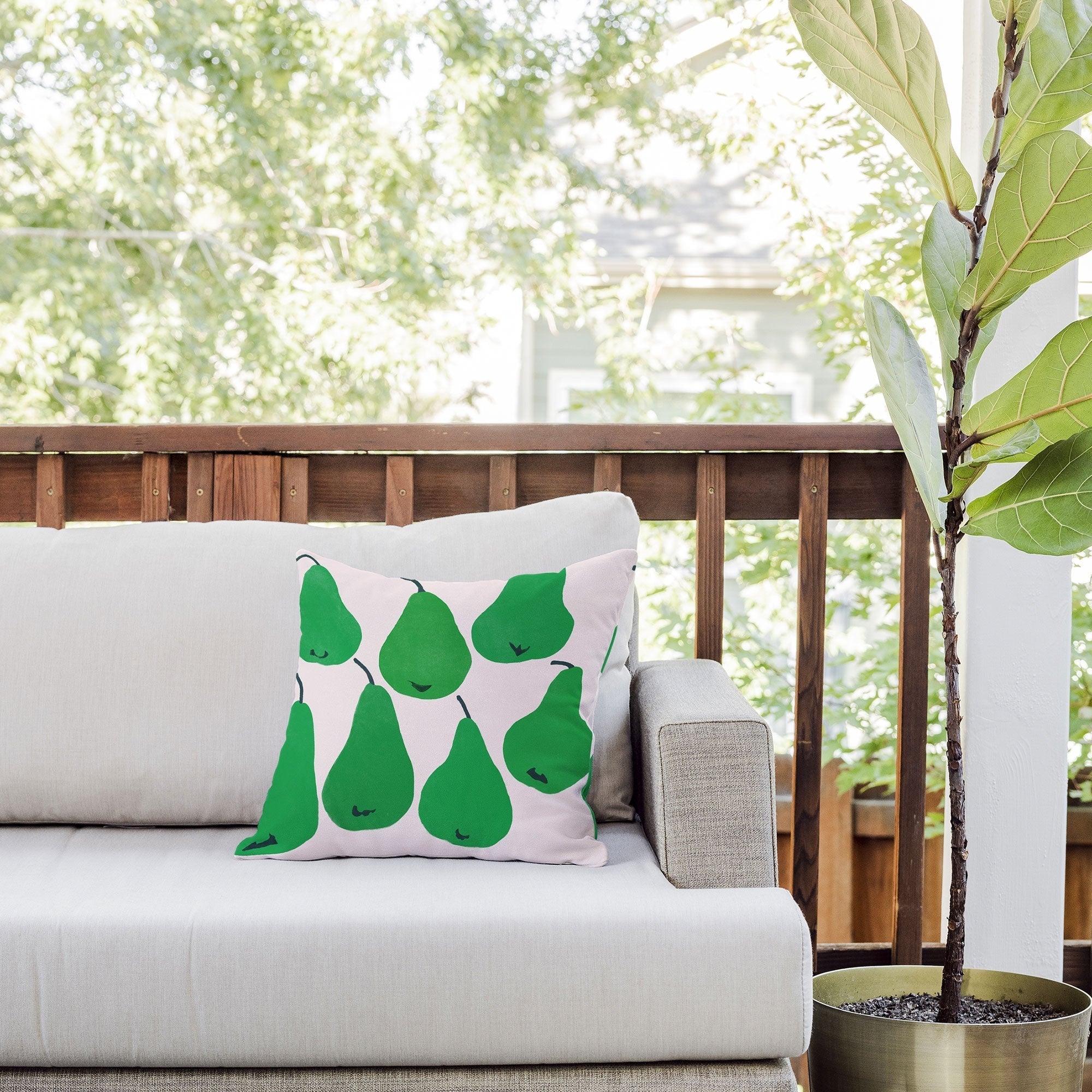 Garima Dhawan pears 1 Outdoor Throw Pillow