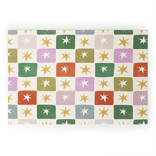 LouBruzzoni Retro Star Block Pattern Welcome Mat