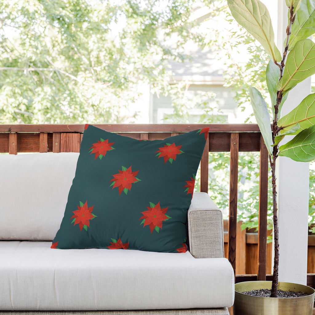 Design by Spark Poinsettia Florals Outdoor Throw Pillow
