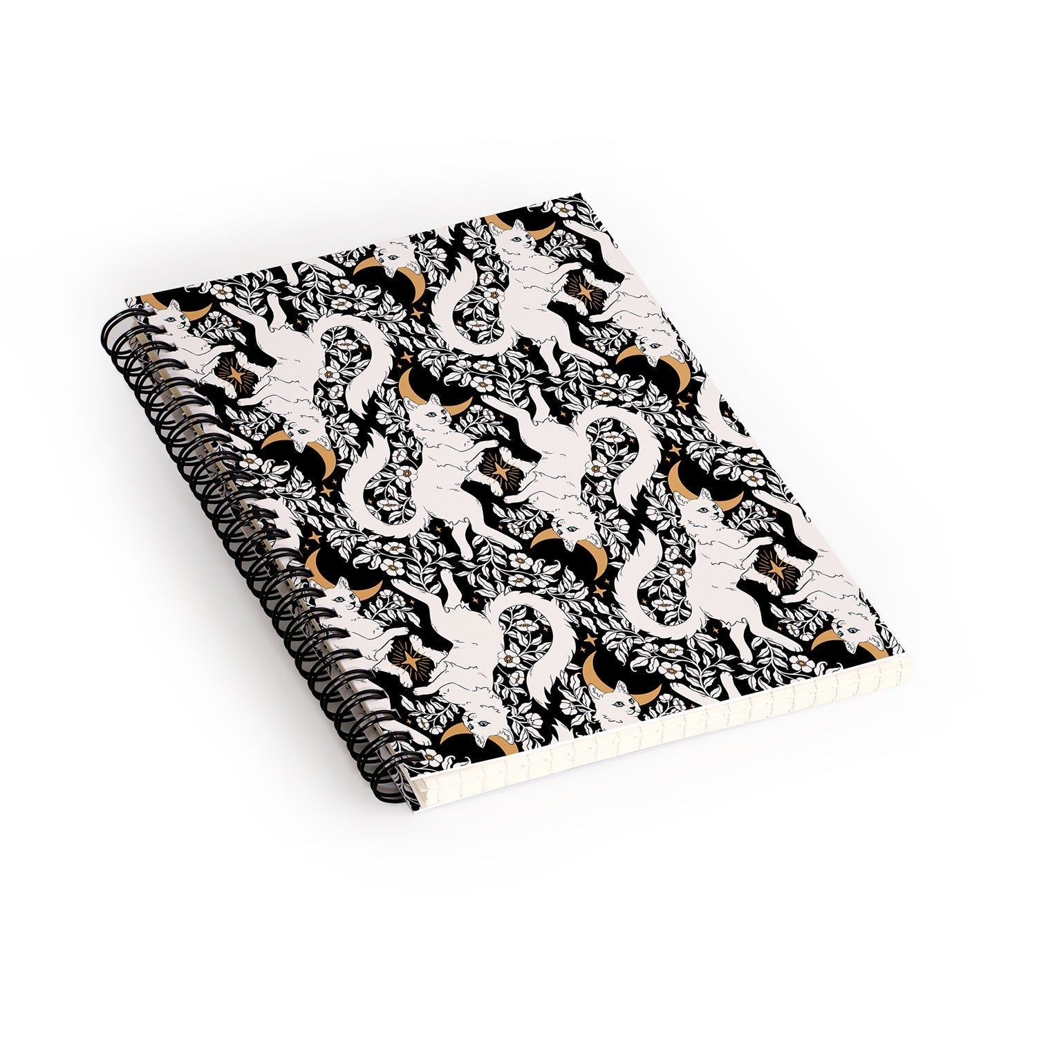 Avenie Celestial Cats Gold Spiral Notebook