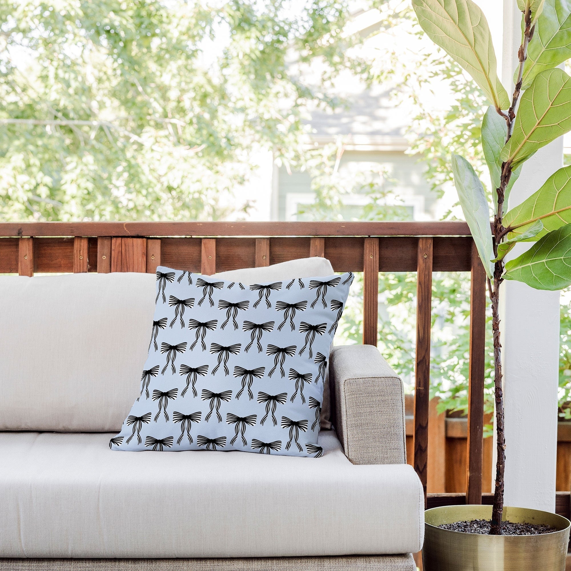 Design by Spark Black Striped Bows Outdoor Throw Pillow
