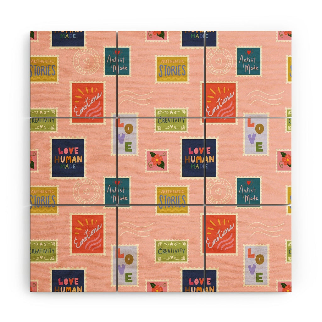 Design by Spark Love Human Made Stamps Wood Wall Mural