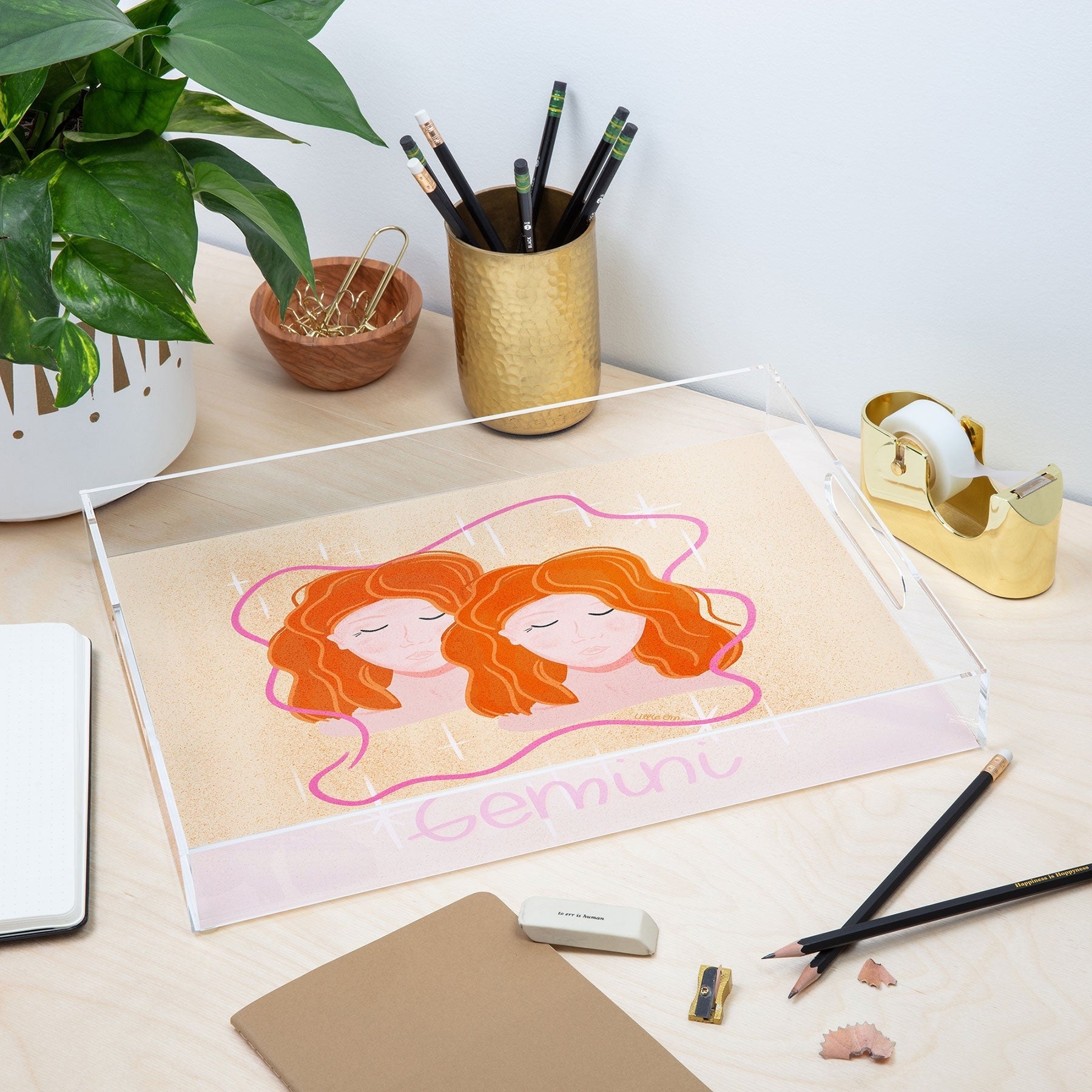 Little Om Zodiac Signs Gemini Acrylic Tray