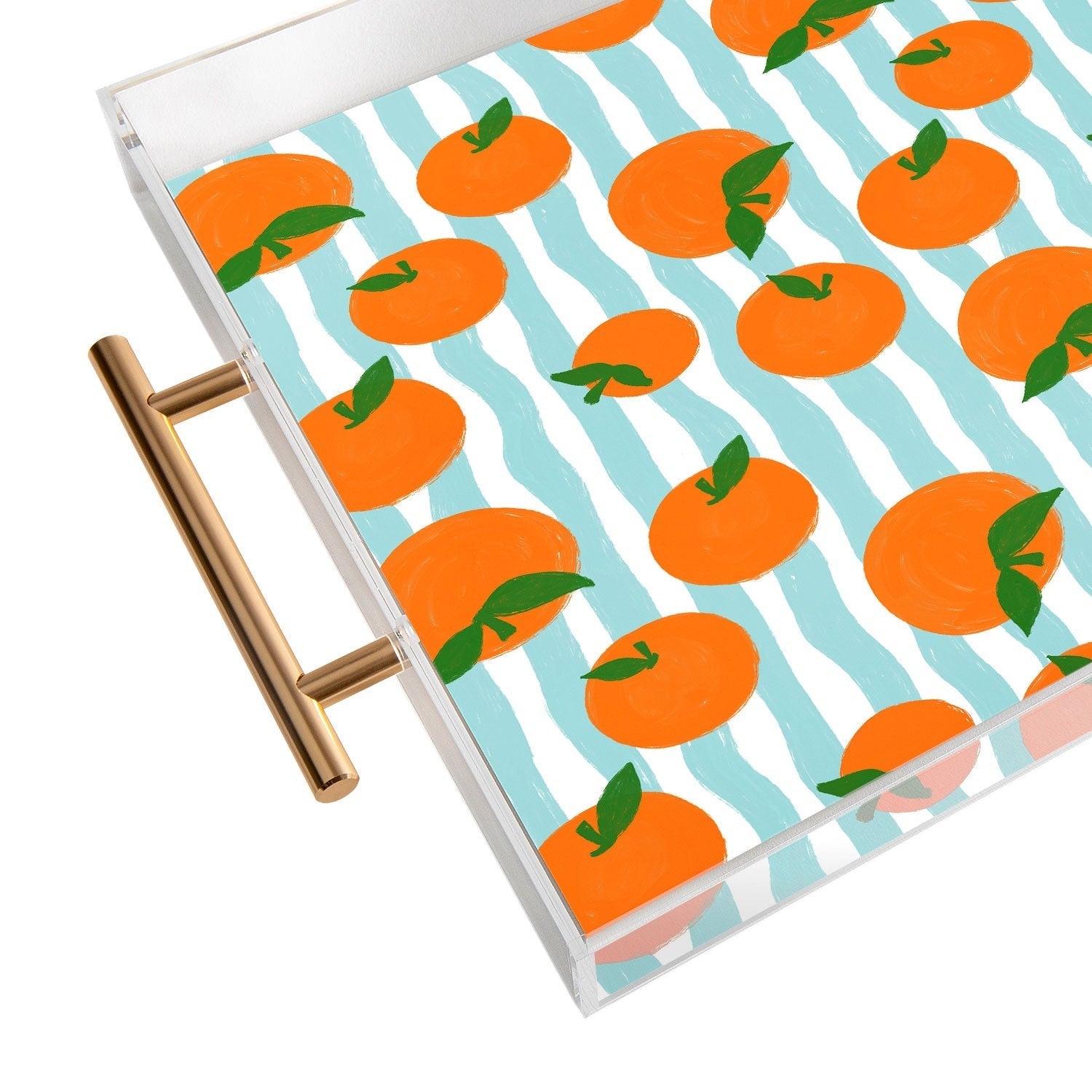Design by Spark Zesty Oranges and Stripes Acrylic Tray