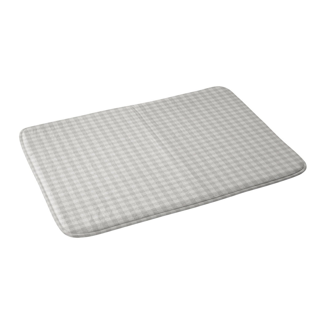 Colour Poems Gingham Plaid Pattern Cloud White Memory Foam Bath Mat