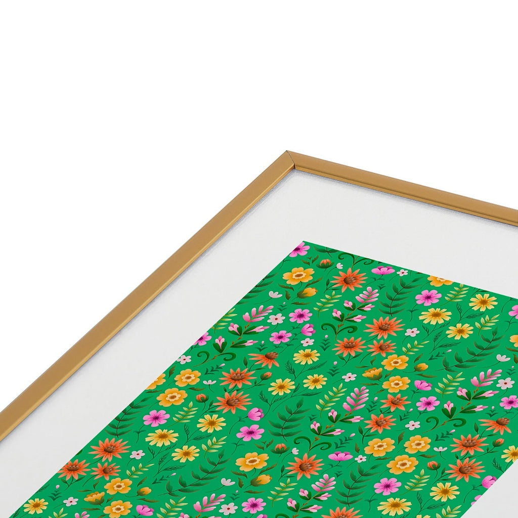 Pimlada Phuapradit Ditsy Spring Floral Green Metal Framed Art Print