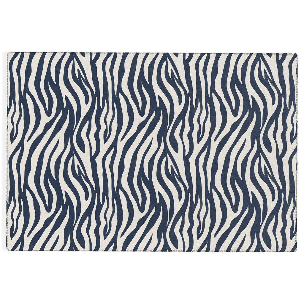 Avenie BR Navy Tiger Stripes Outdoor Rug