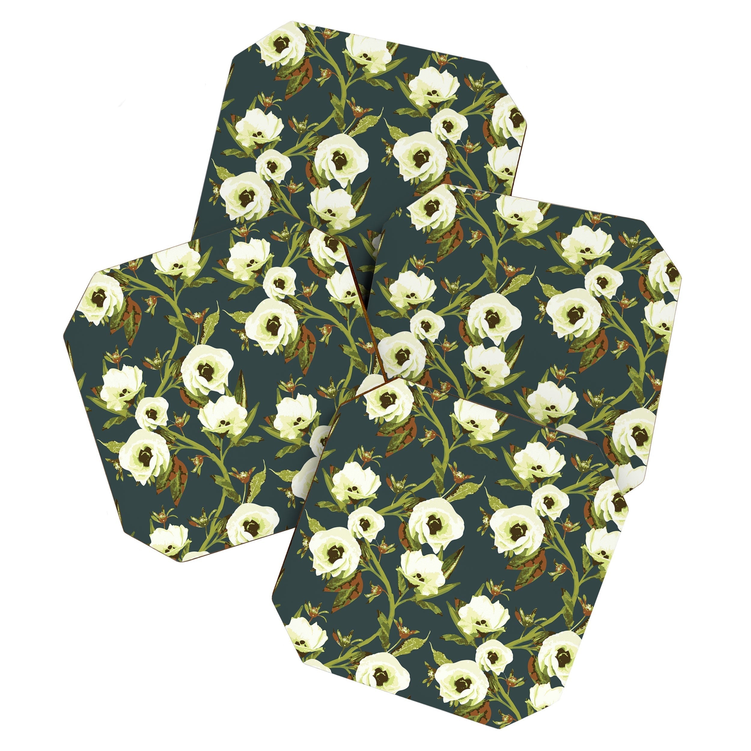 ThirtyOne Illustrations Circa in Olive Coaster Set