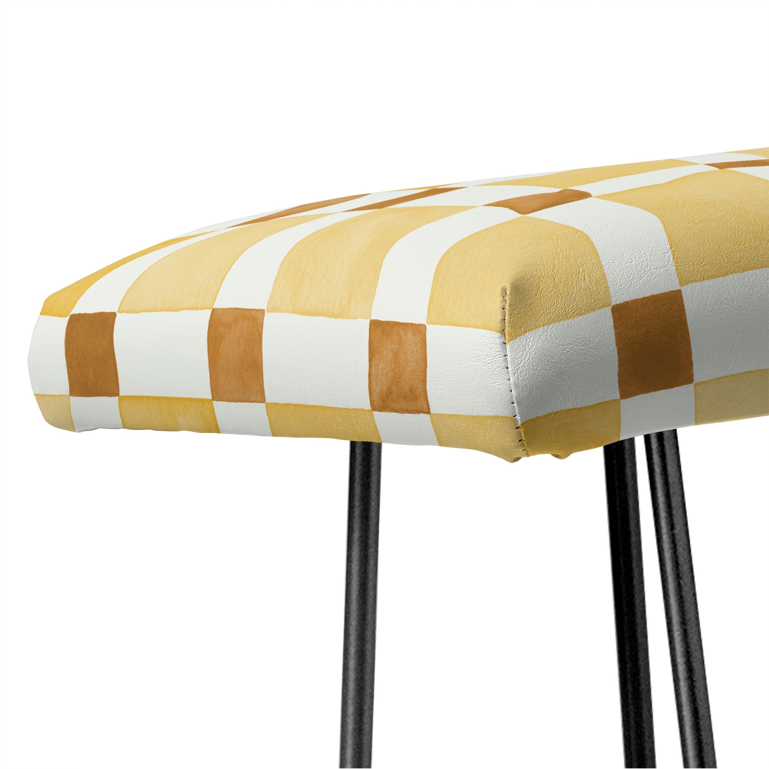 Ninola Design Everyday Artifact Checker Mosaic Tiles Geometry Yellow Bench
