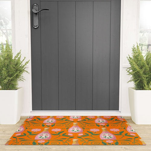 Design by Spark Rose Bubbly And Florals Welcome Mat