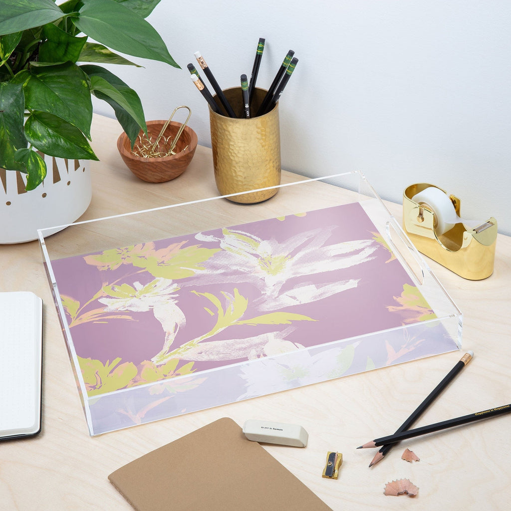 Gabriela Fuente Emma Lilac Floral Acrylic Tray