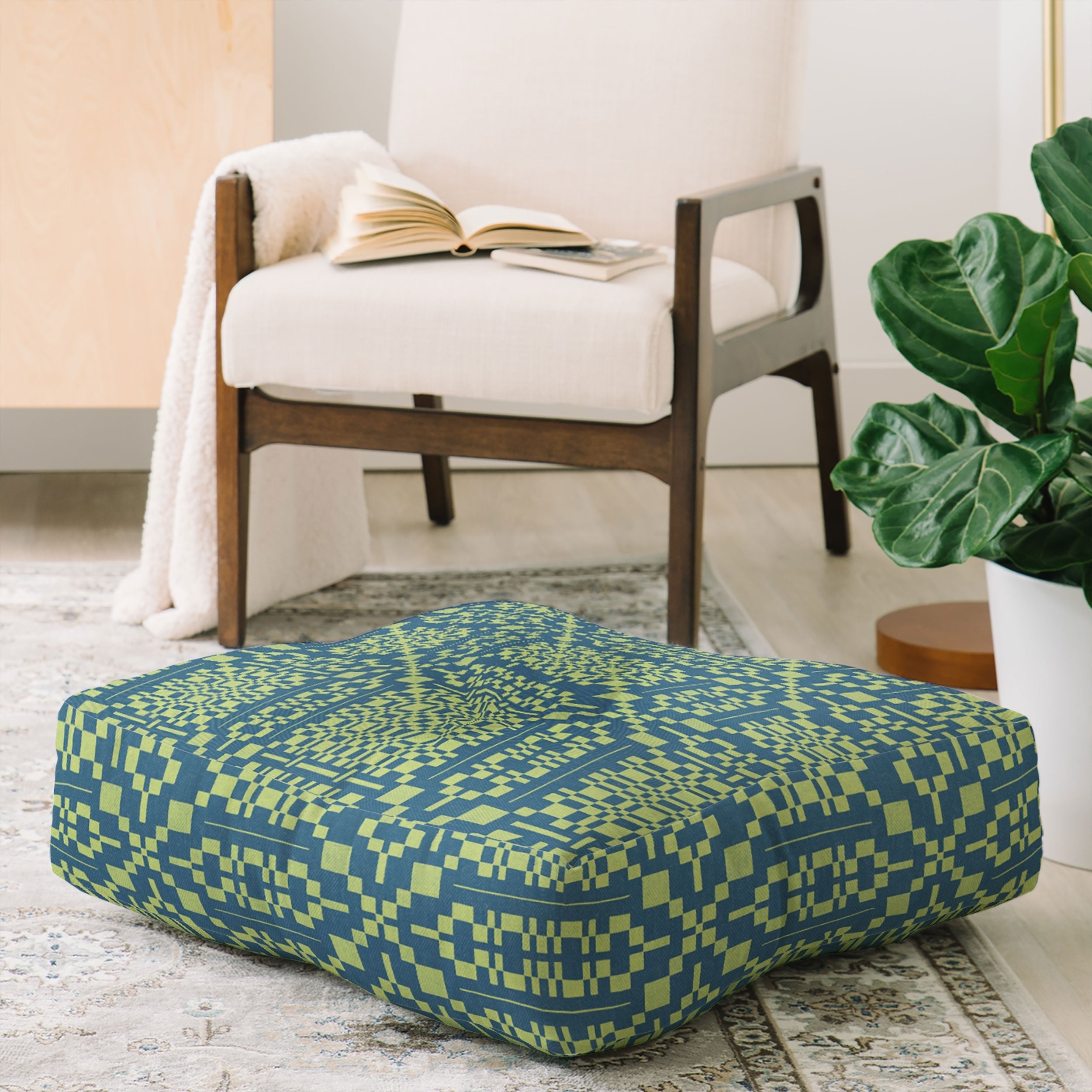 Marta Barragan Camarasa Nostalgic Grid Design Floor Pillow Square