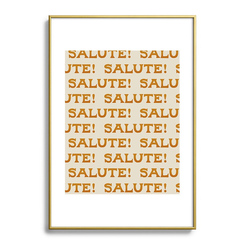 Jessica Molina Salute Gold Pattern on Cream Metal Framed Art Print