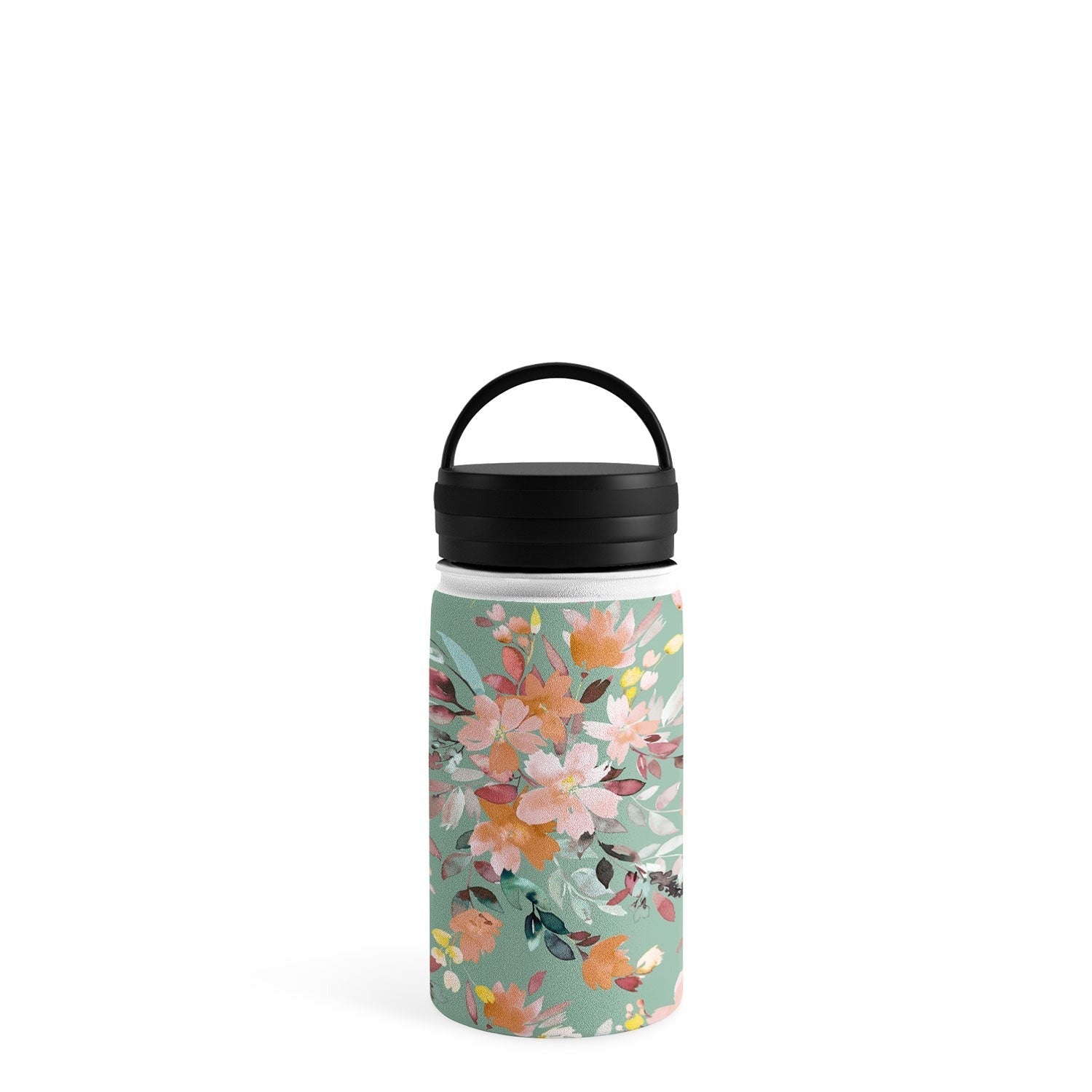 Ninola Design Botanic Retreat Floral Oleander Whimsical Teal Green Water Bottle