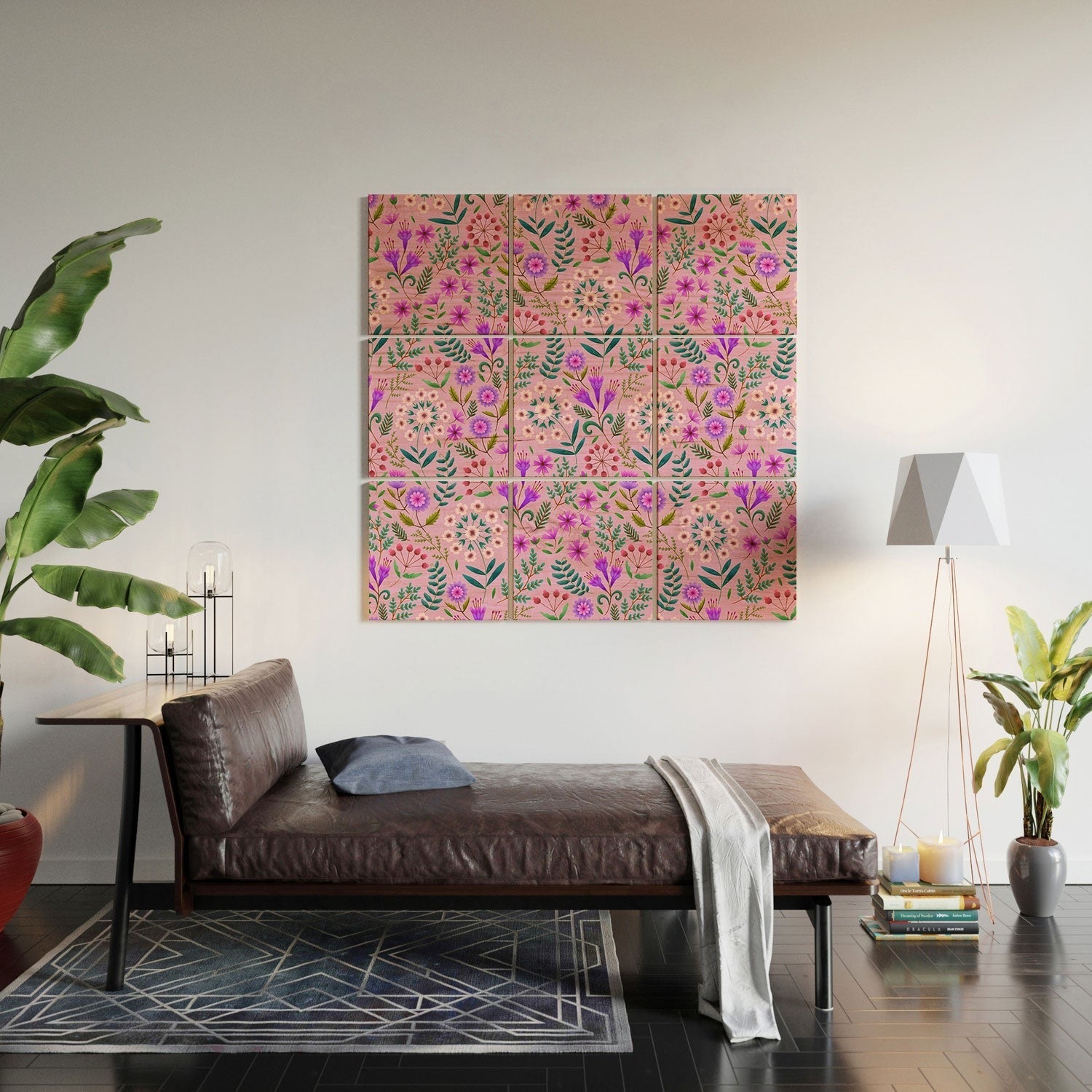 Pimlada Phuapradit Ditsy Purple Floral Half Drop Wood Wall Mural