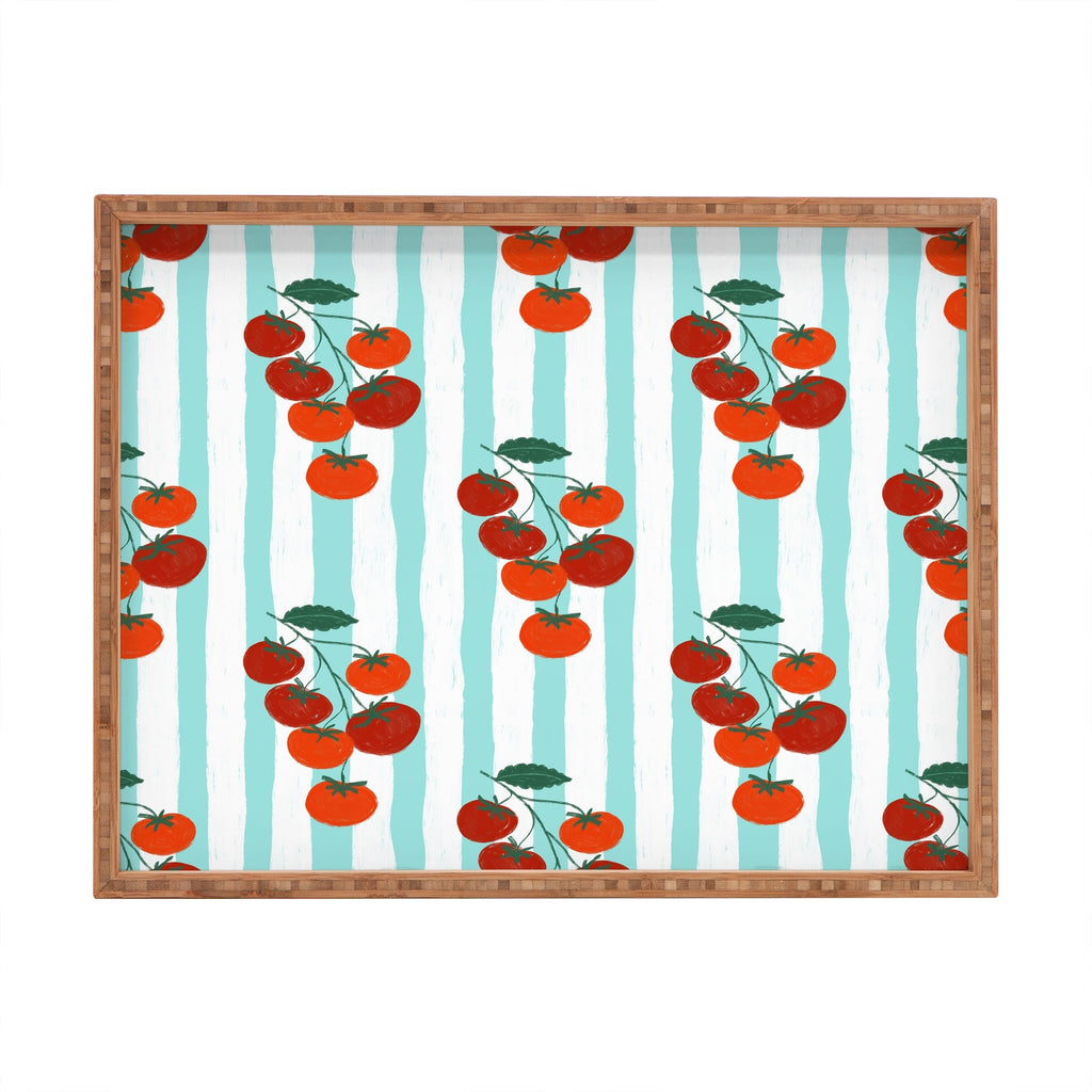 Design by Spark Zesty Tomatoes and Stripes Rectangular Tray
