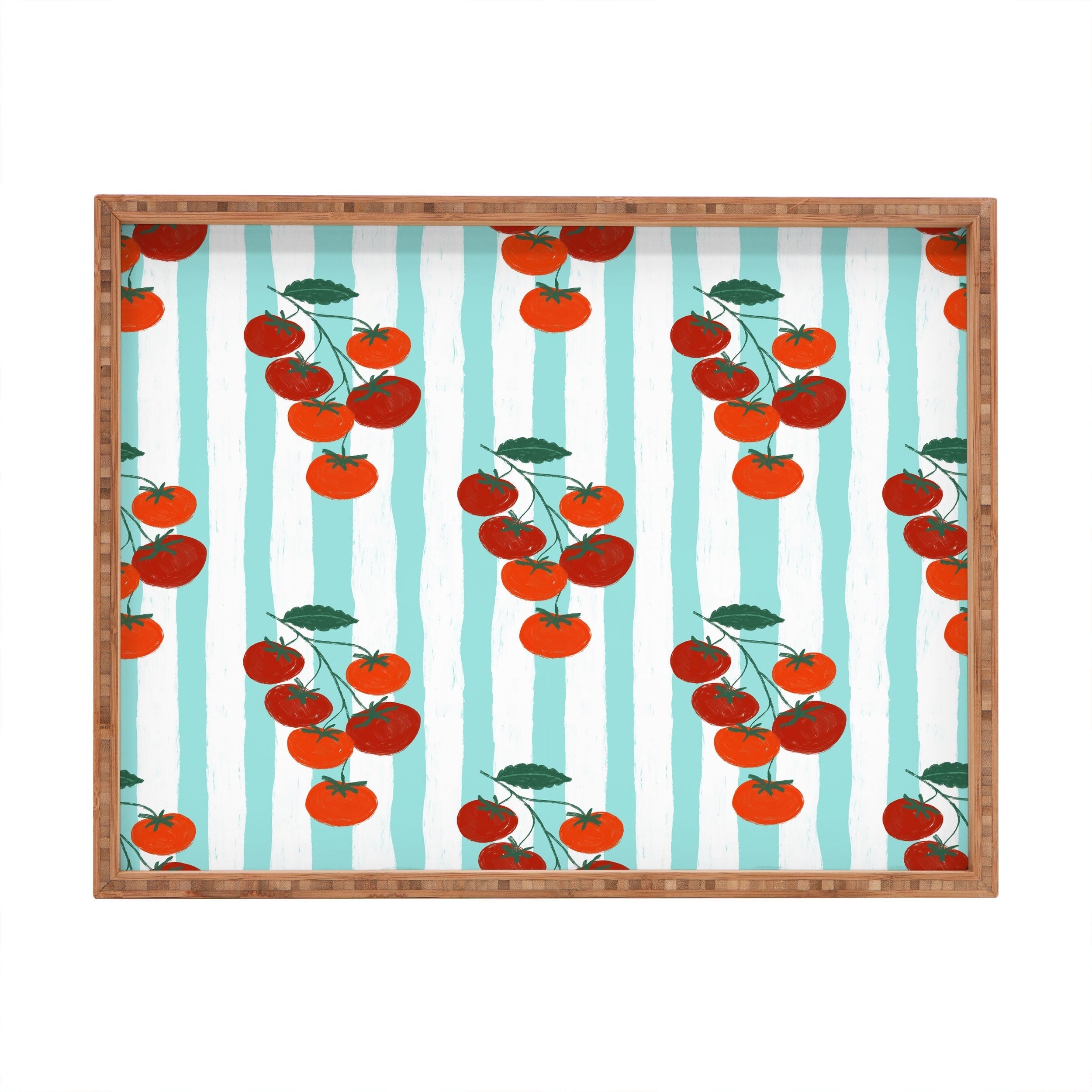 Design by Spark Zesty Tomatoes and Stripes Rectangular Tray