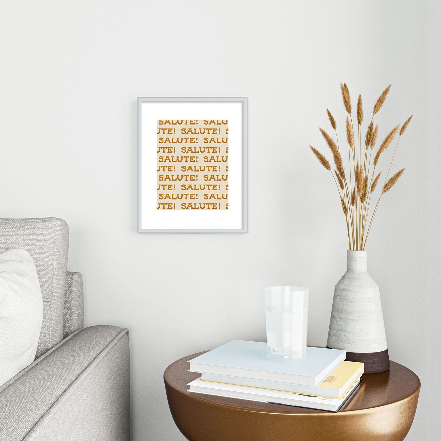 Jessica Molina Salute Gold Pattern on Cream Metal Framed Art Print