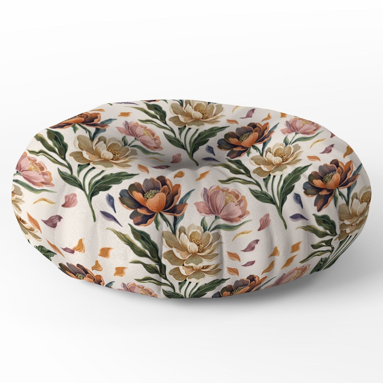 Marta Barragan Camarasa Hand Painted Peony Florals Floor Pillow Round