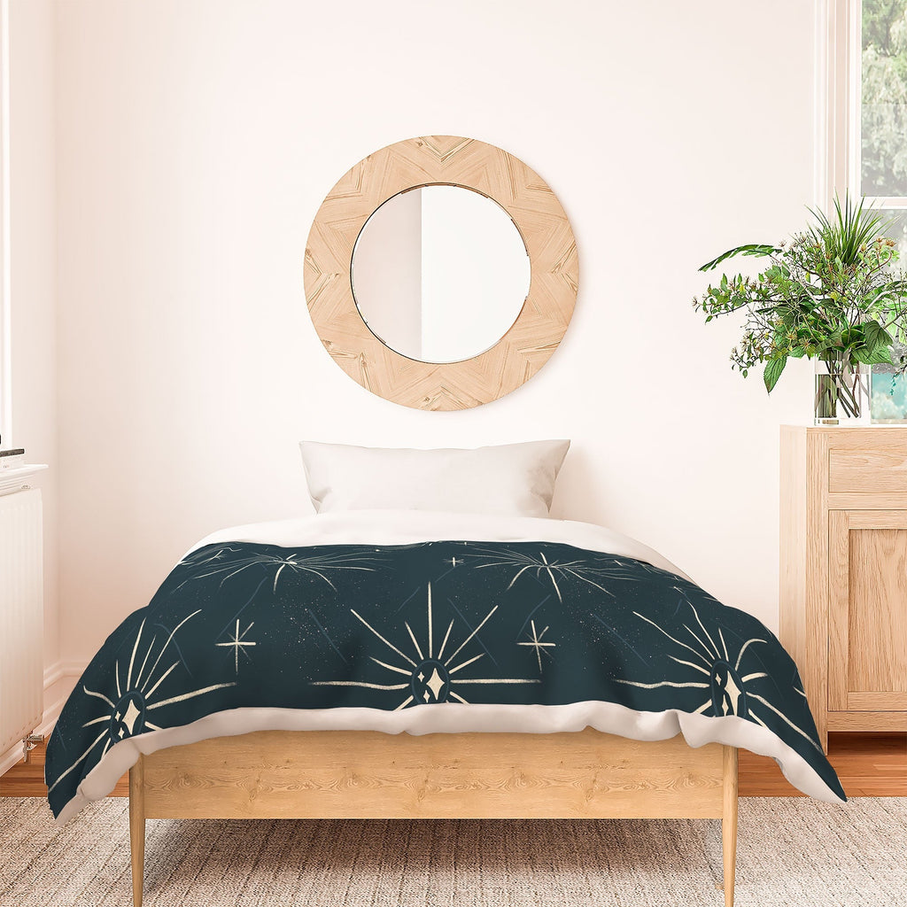 Little Om Pattern Little Moon navy Duvet Cover