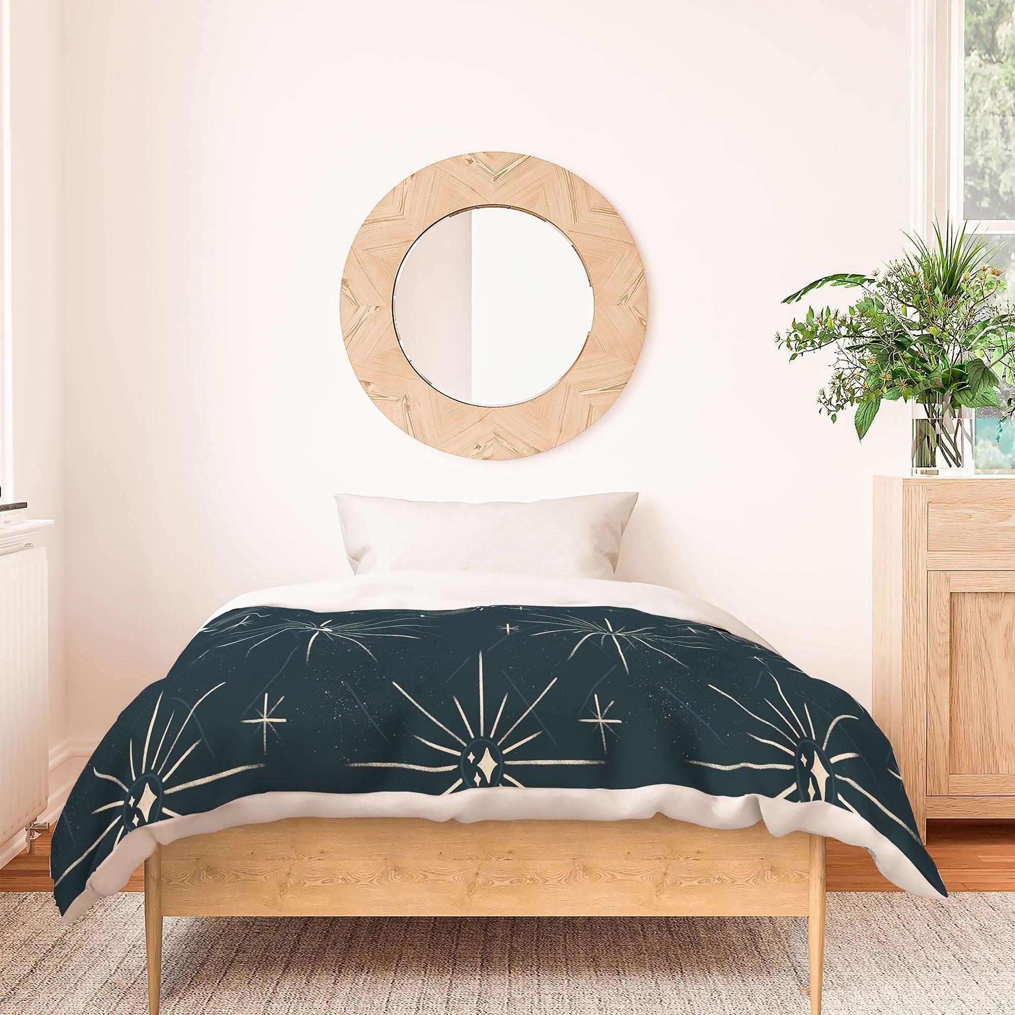 Little Om Pattern Little Moon navy Duvet Cover