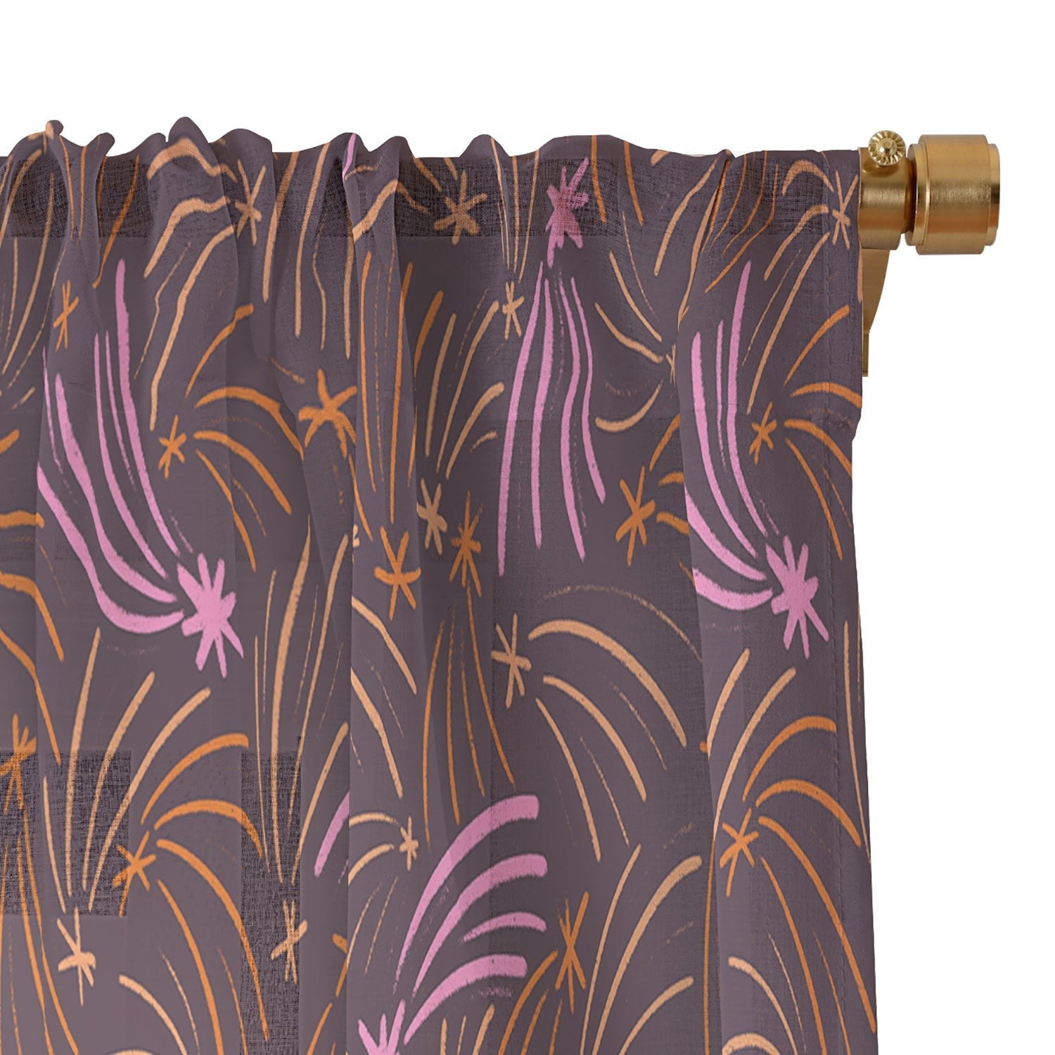 Little Om Pattern Shooting Stars plum Sheer Window Curtain