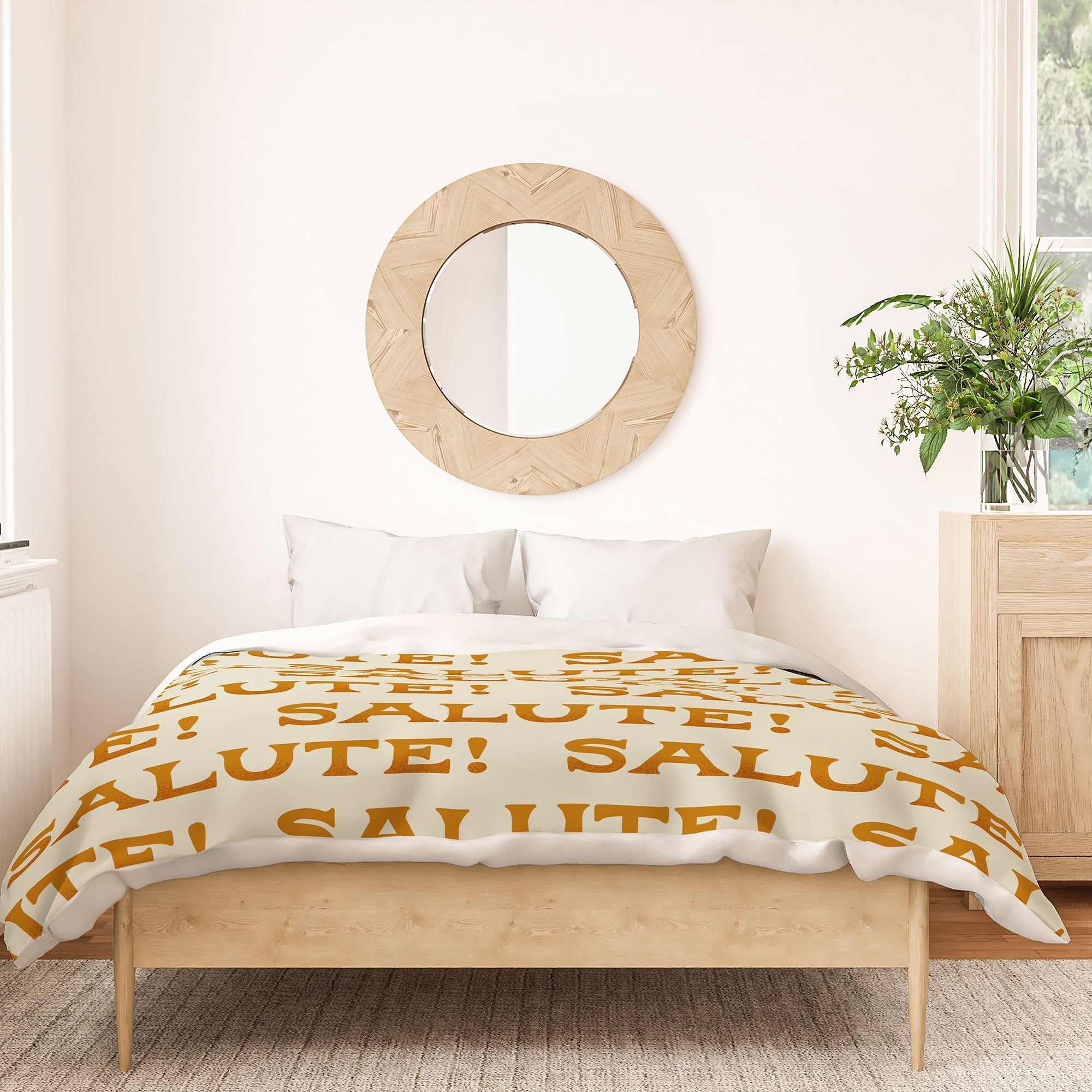 Jessica Molina Salute Gold Pattern on Cream Duvet Cover