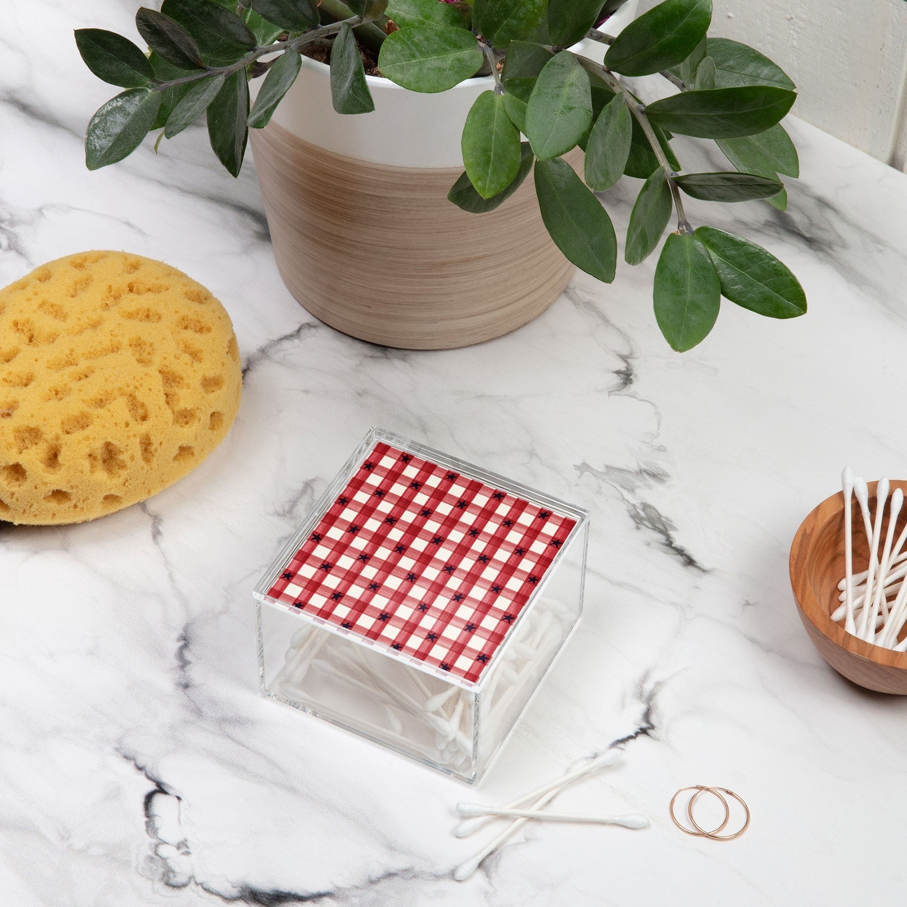 DENY Designs Red Gingham plus Stars Acrylic Box