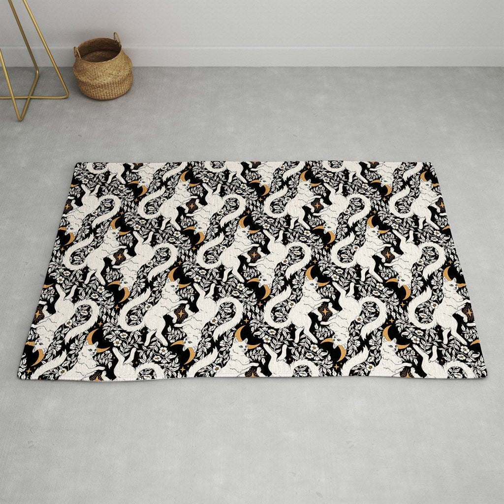 Avenie Celestial Cats Gold Area Rug