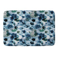 Ninola Design Botanic Retreat Ombre Abstract Watercolor Flowers Blue Navy Memory Foam Bath Mat