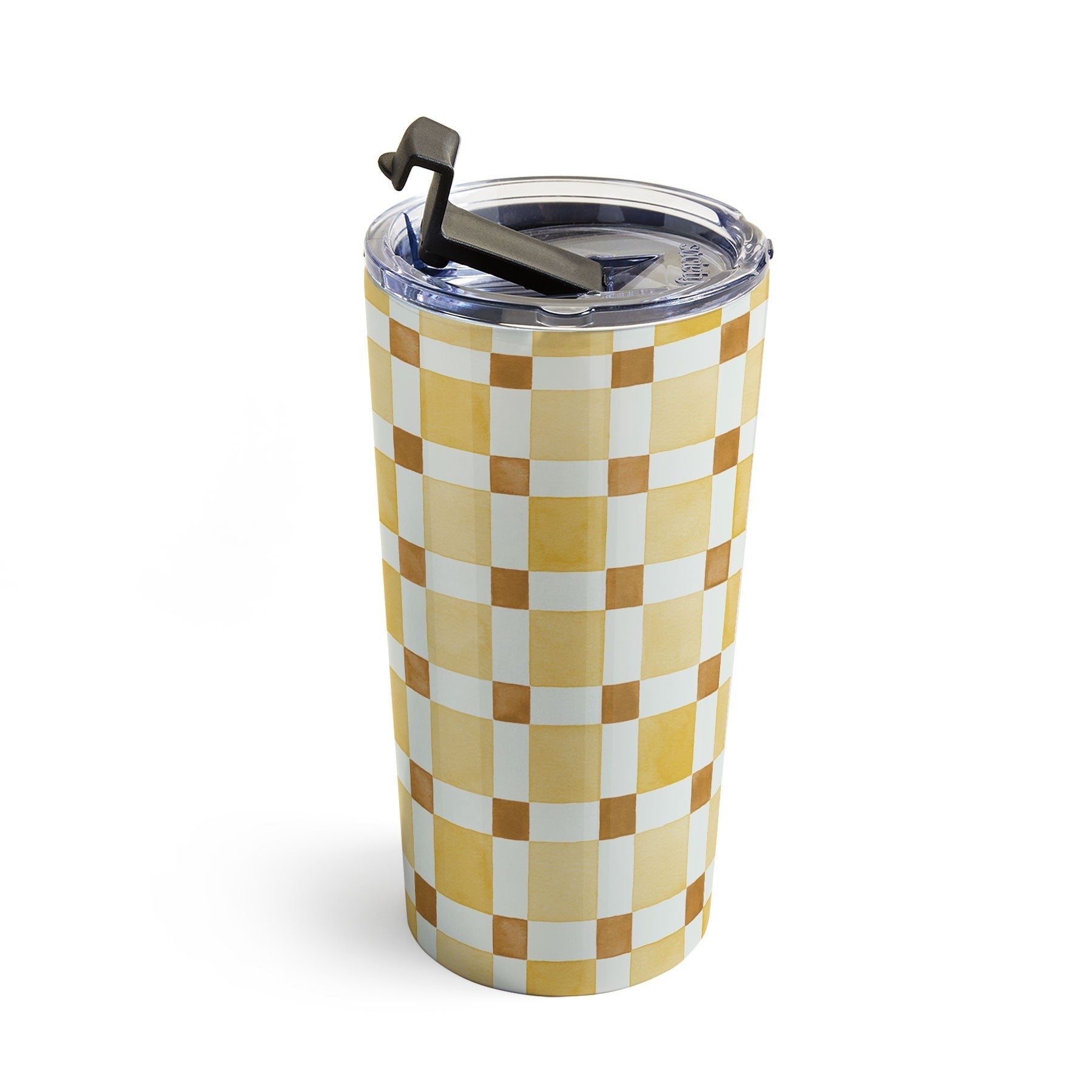 Ninola Design Everyday Artifact Checker Mosaic Tiles Geometry Yellow Travel Mug
