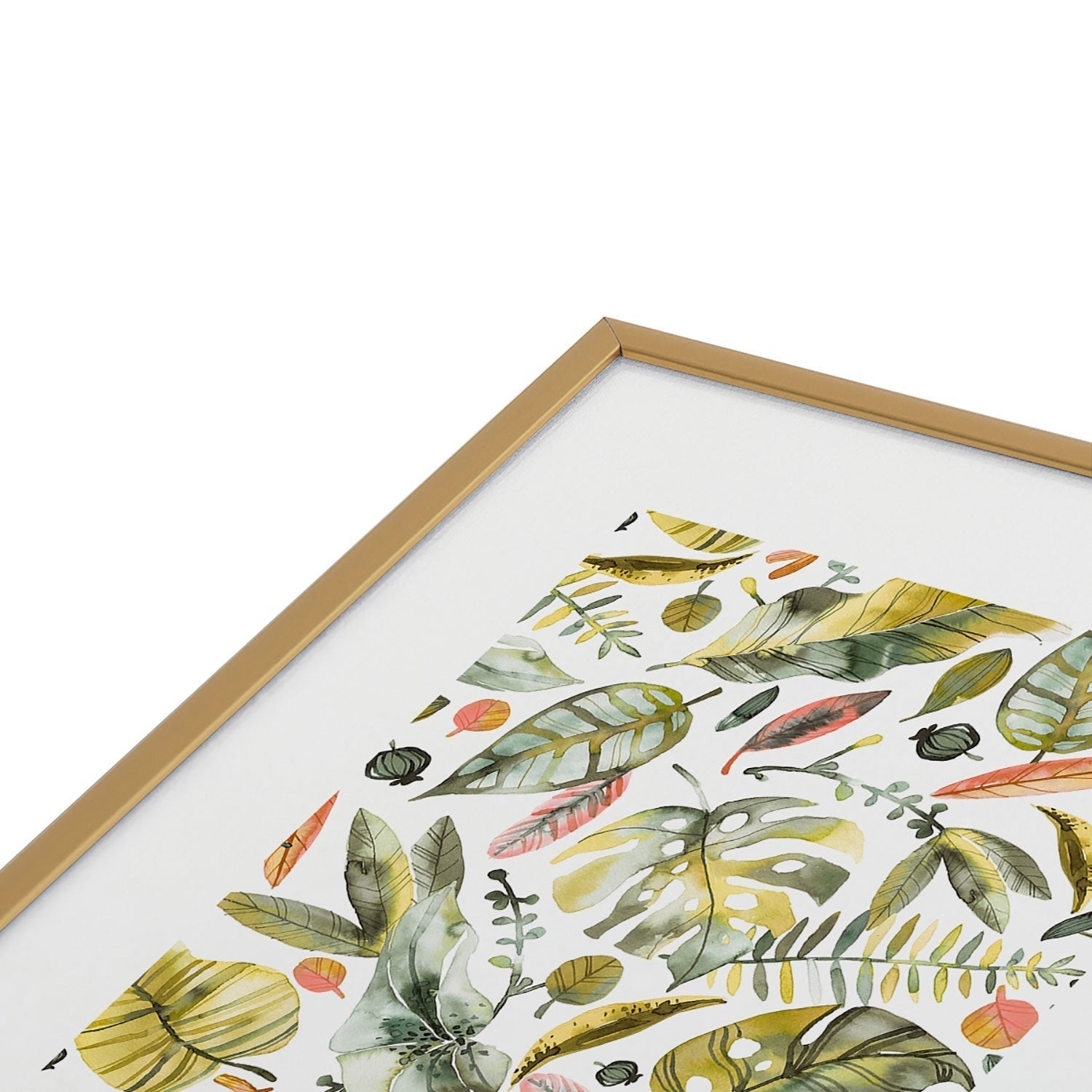 Ninola Design Botanic Retreat Tropical Jungle Leaves Botanical Green Orange Metal Framed Art Print