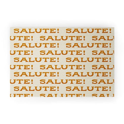 Jessica Molina Salute Gold Pattern on Cream Welcome Mat