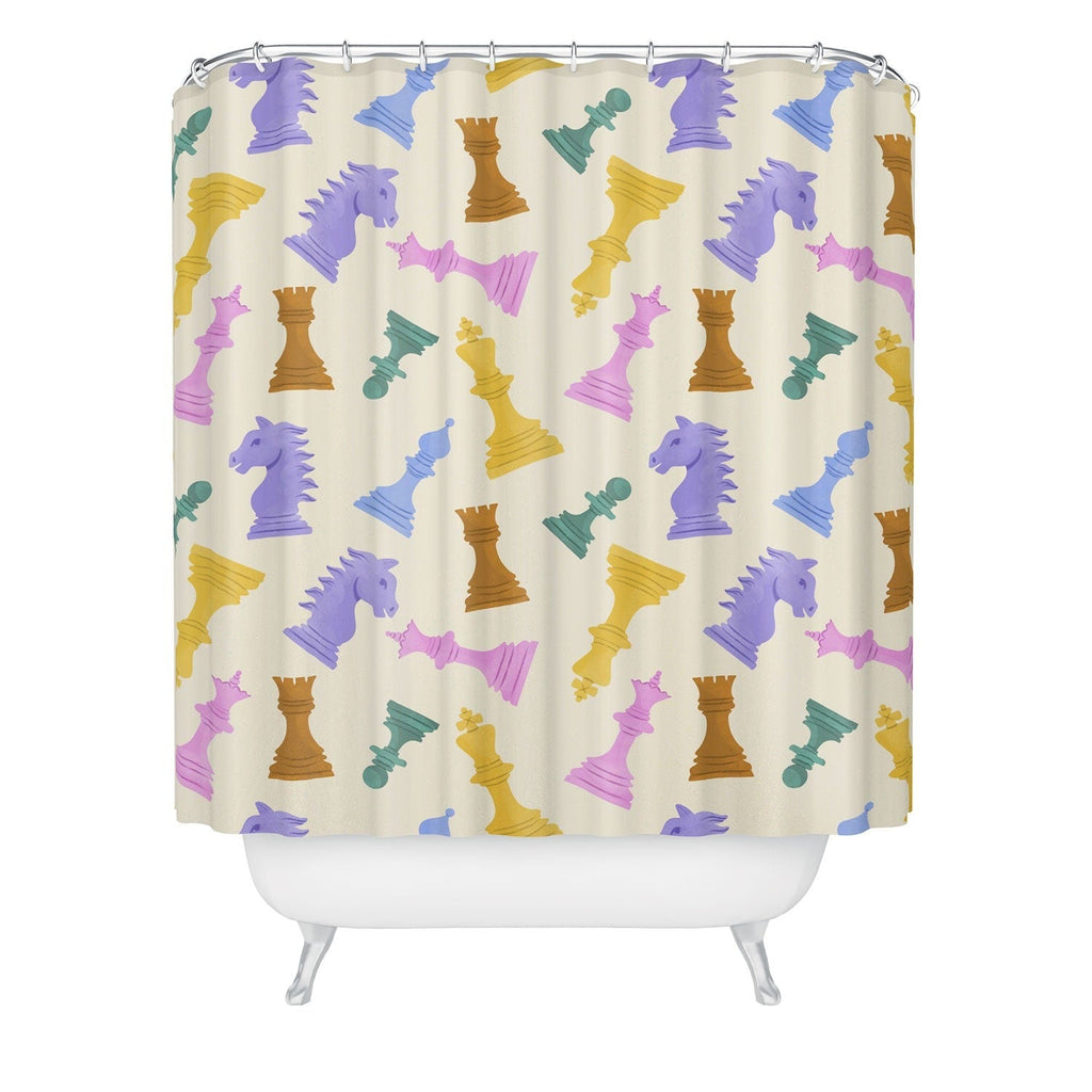 Design by Spark Chess Game Pieces Shower Curtain