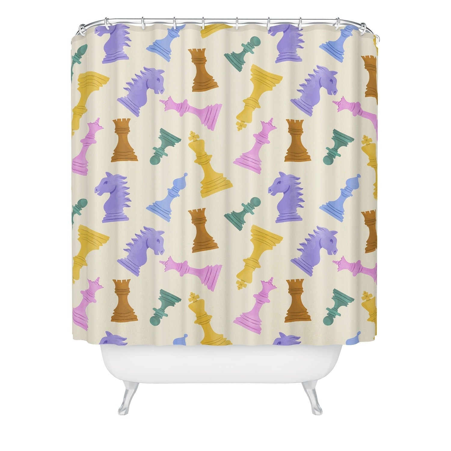 Design by Spark Chess Game Pieces Shower Curtain