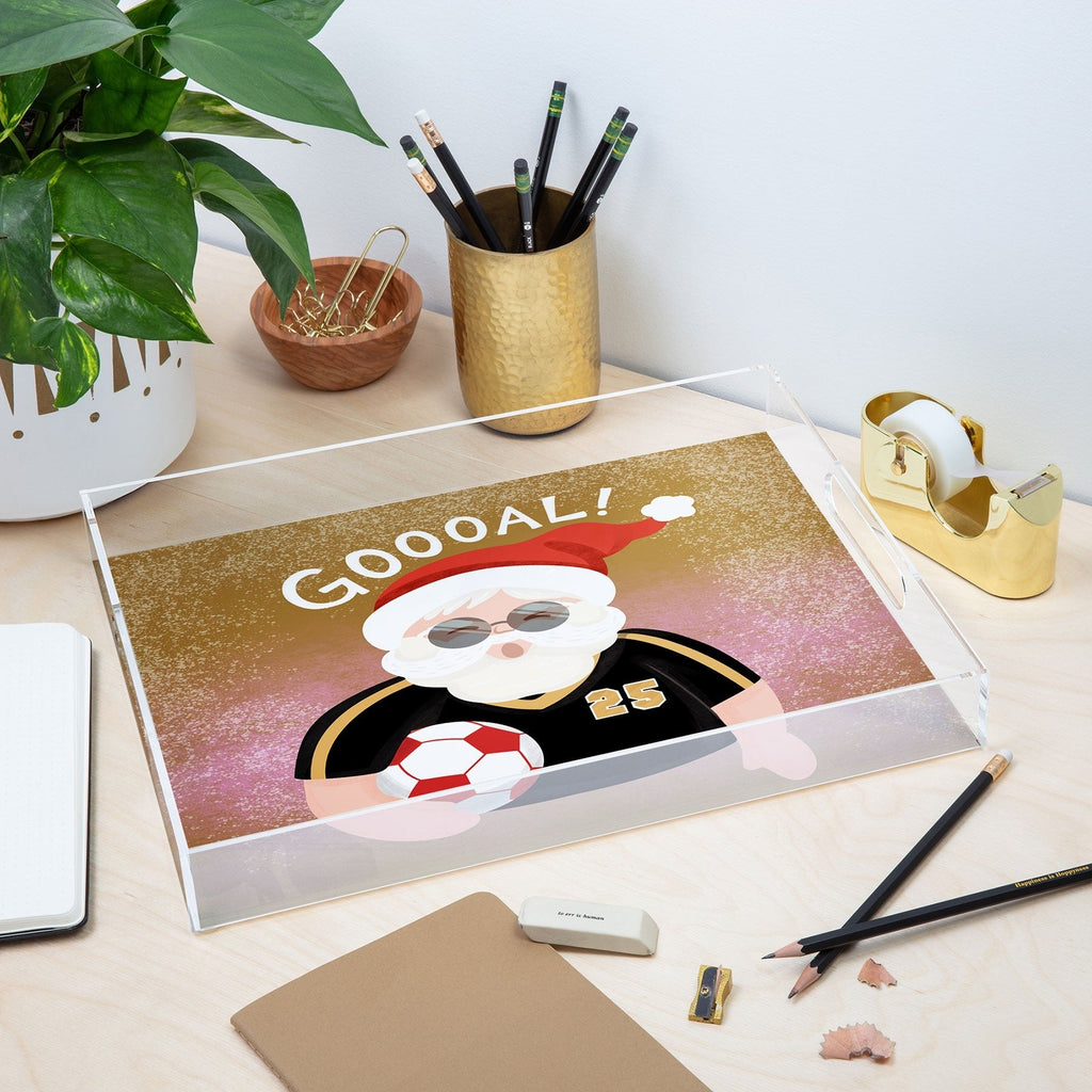 Design by Spark Sporty Soccer Santa Acrylic Tray