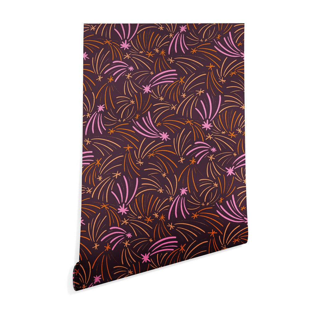 Little Om Pattern Shooting Stars plum Wallpaper