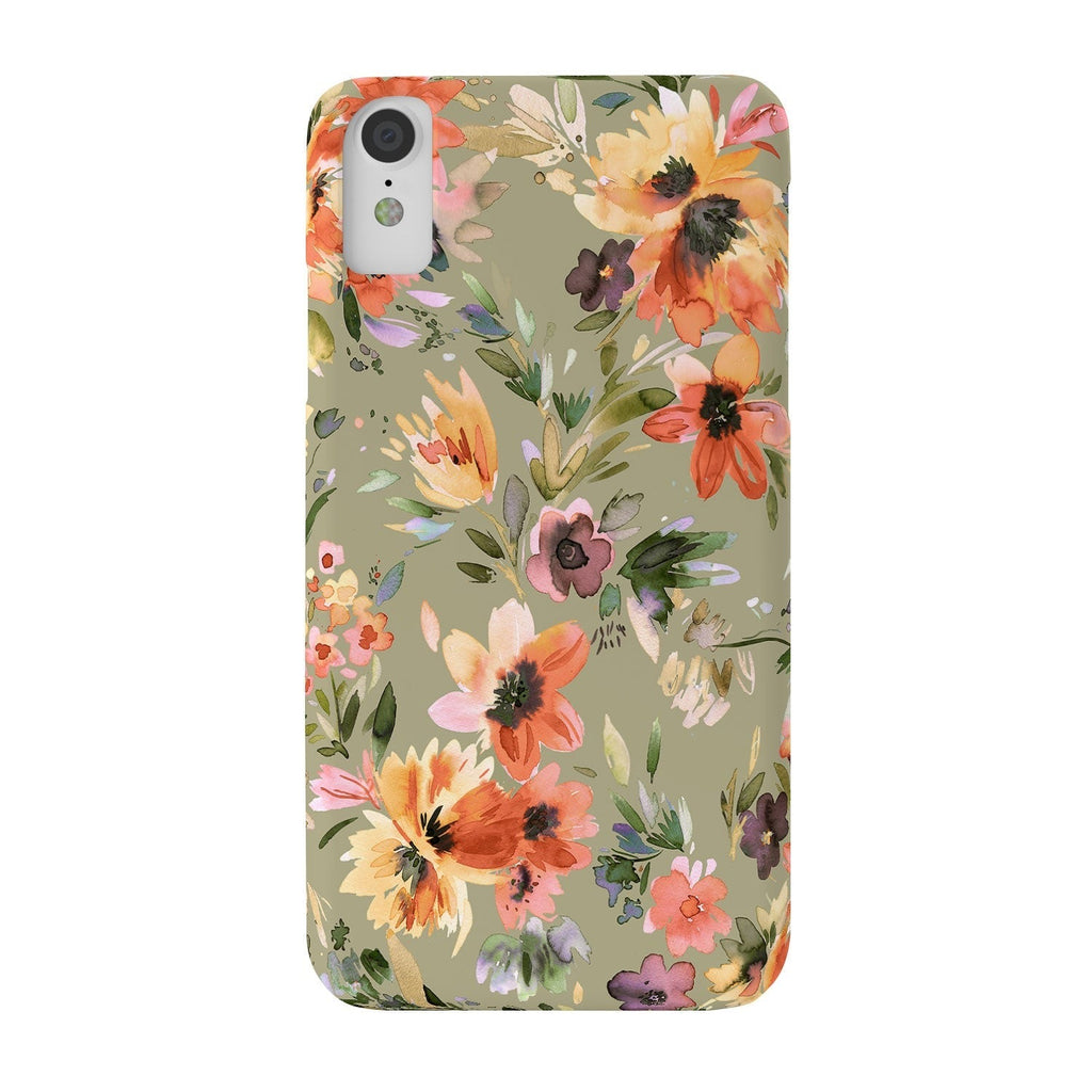 Ninola Design Botanic Retreat Painterly Tropical Flowers Sage Green Phone Case