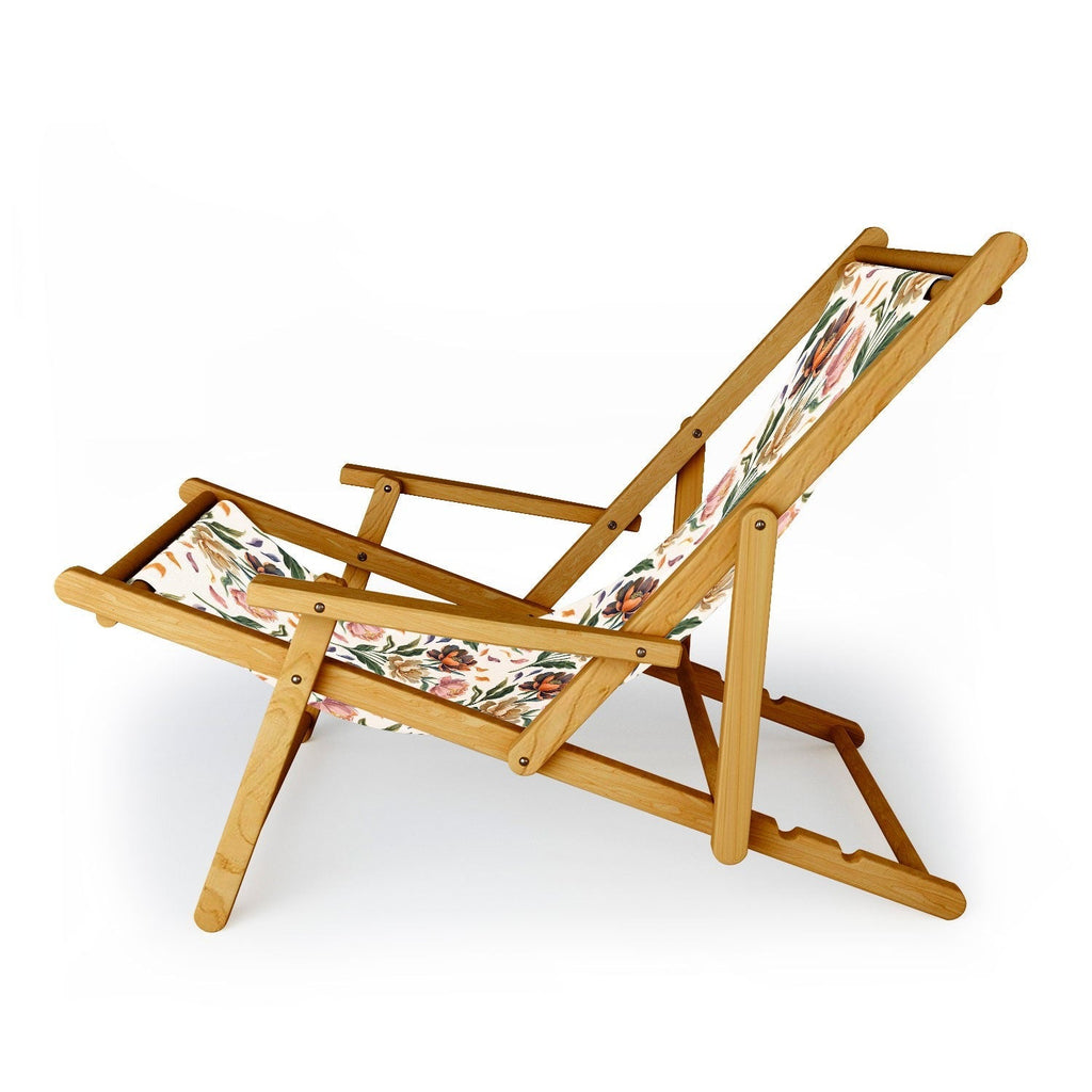 Marta Barragan Camarasa Hand Painted Peony Florals Sling Chair