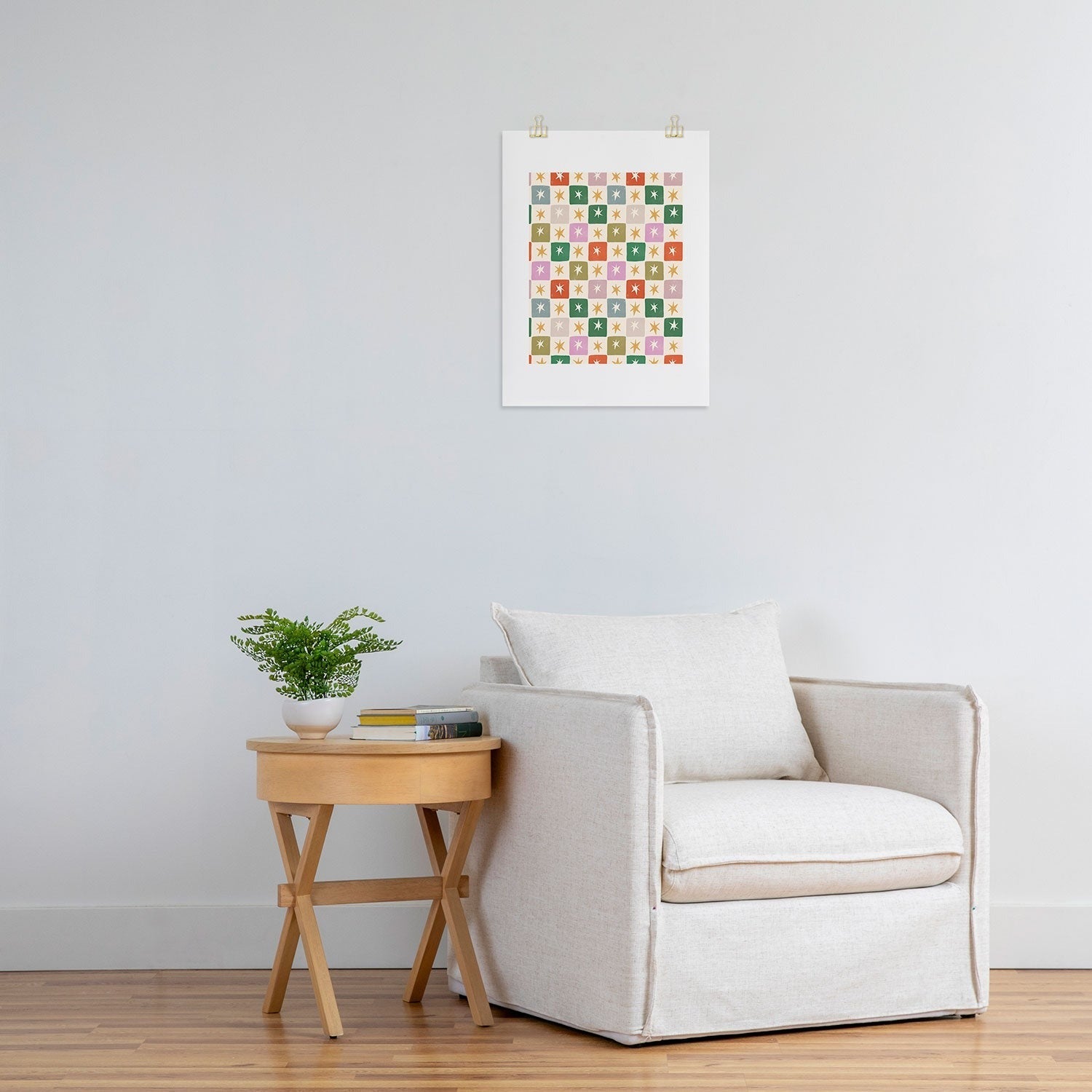 LouBruzzoni Retro Star Block Pattern Art Print