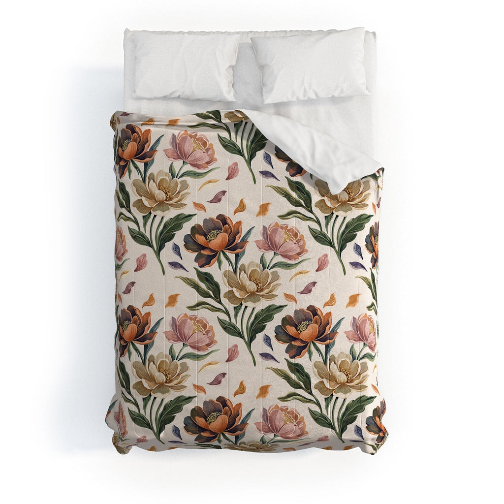 Marta Barragan Camarasa Hand Painted Peony Florals Comforter