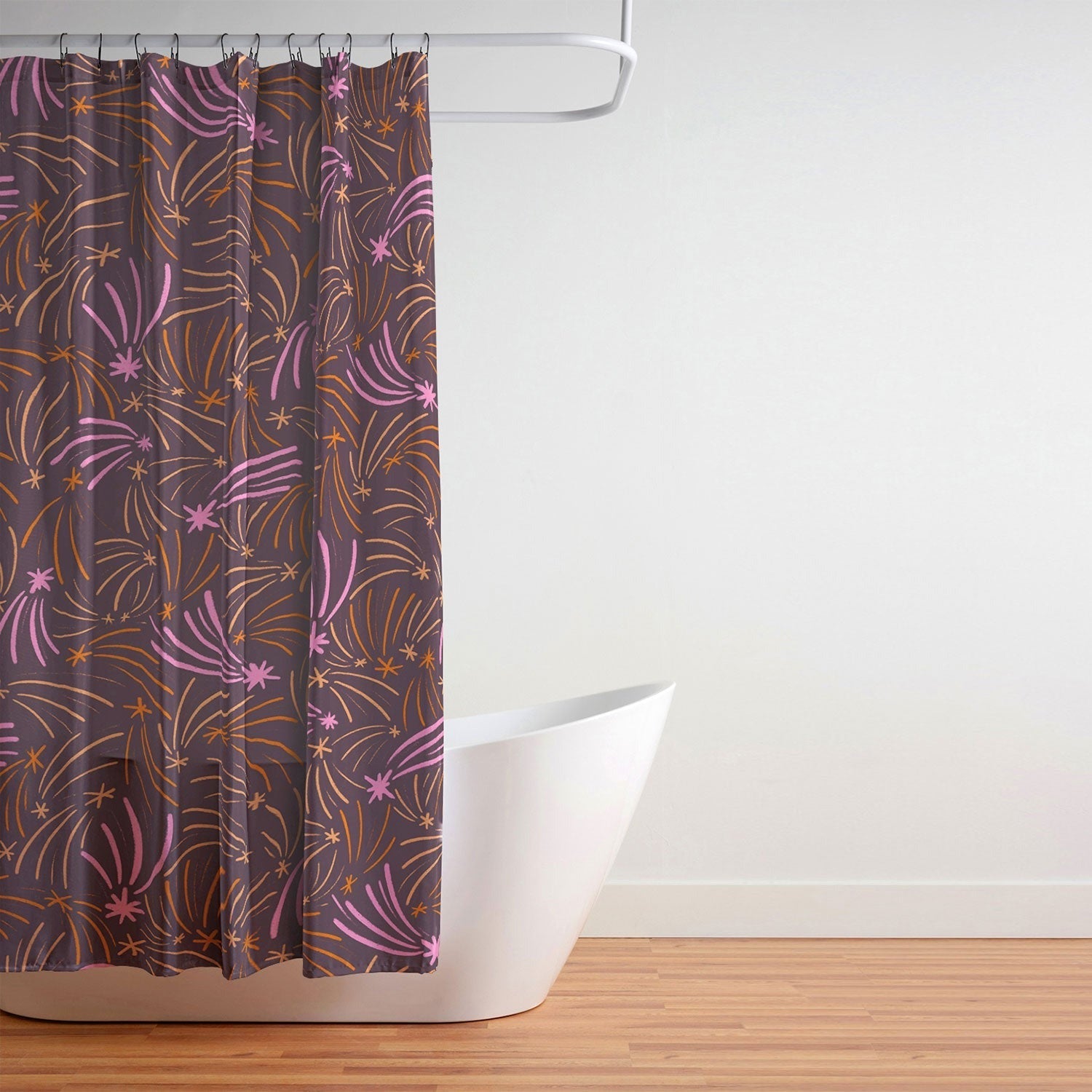 Little Om Pattern Shooting Stars plum Shower Curtain