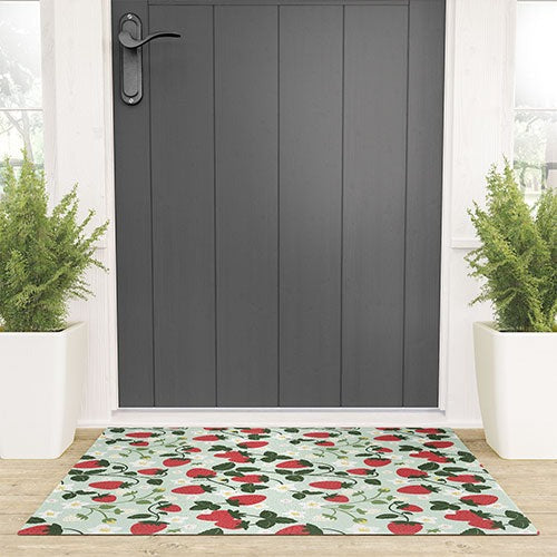 Design by Spark Strawberry Florals Fields Welcome Mat