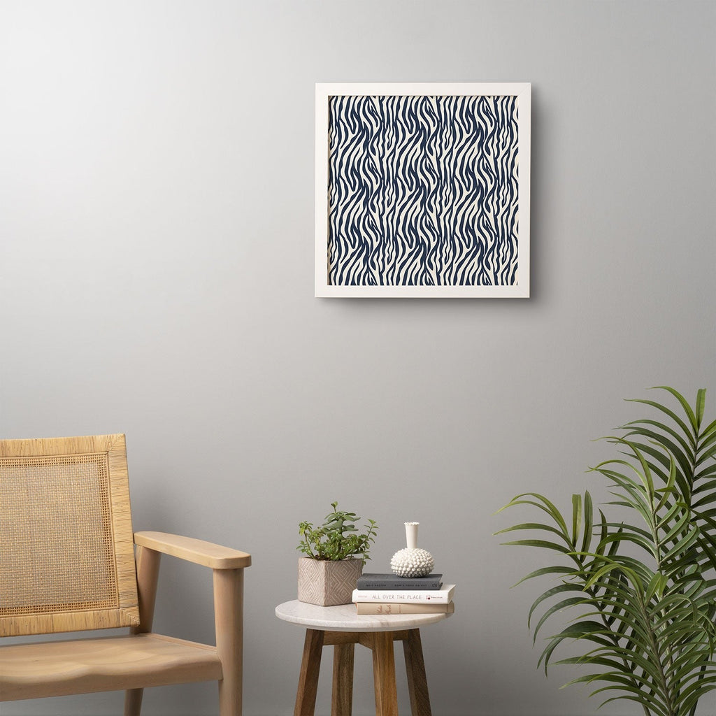 Avenie BR Navy Tiger Stripes Framed Wall Art