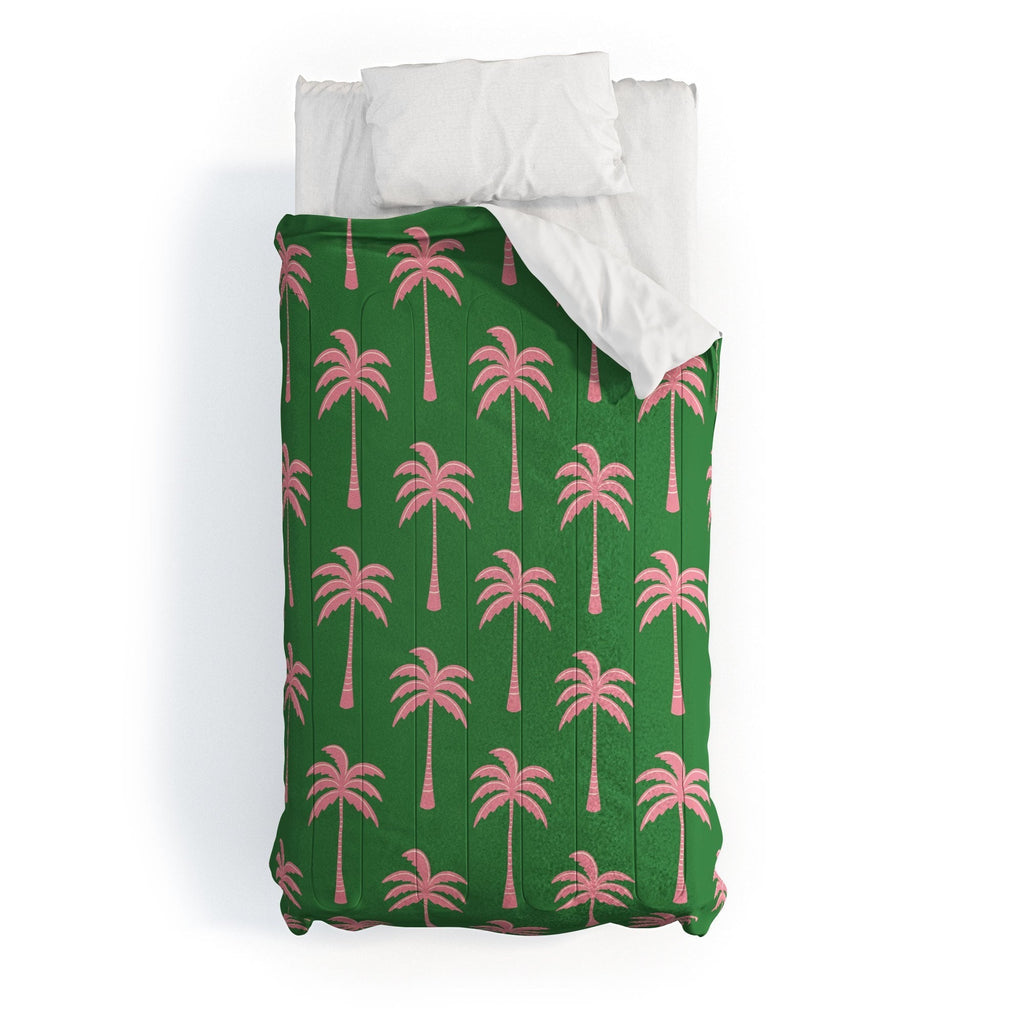 Design by Spark Pink Palm Tree Oasis Comforter