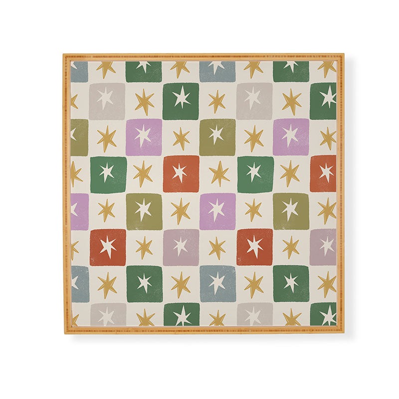 LouBruzzoni Retro Star Block Pattern Framed Wall Art