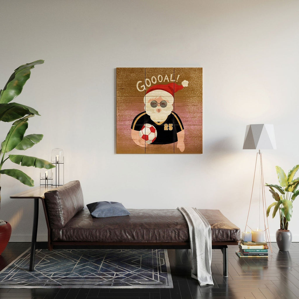 Design by Spark Sporty Soccer Santa Wood Wall Mural