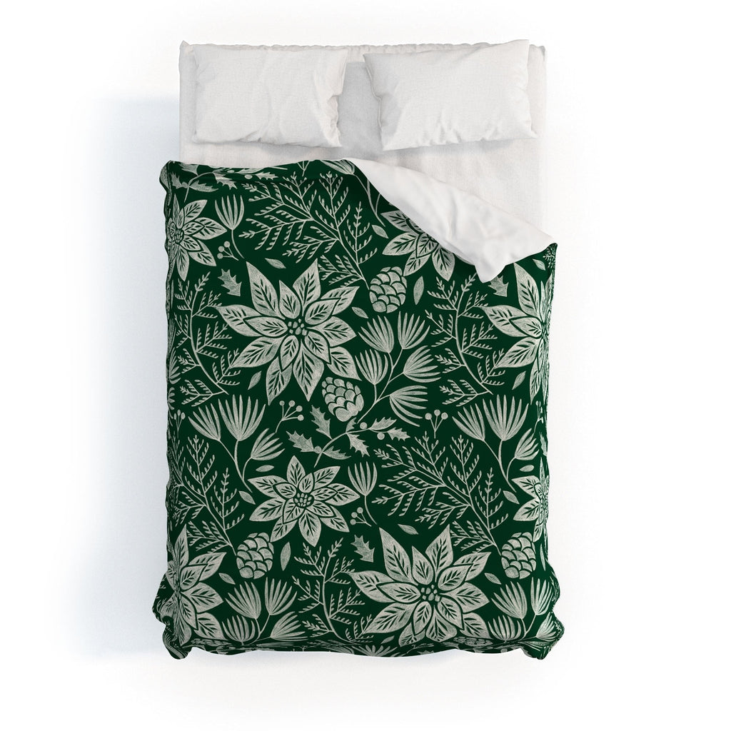 Pimlada Phuapradit Christmas Poinsettia Duvet Cover